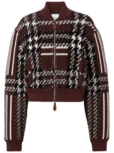 burberry houndstooth mixed print jacket|burberry wool blend bomber jacket.